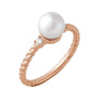 Cultured Pearl Twisted Rope Ring in 14K rose gold