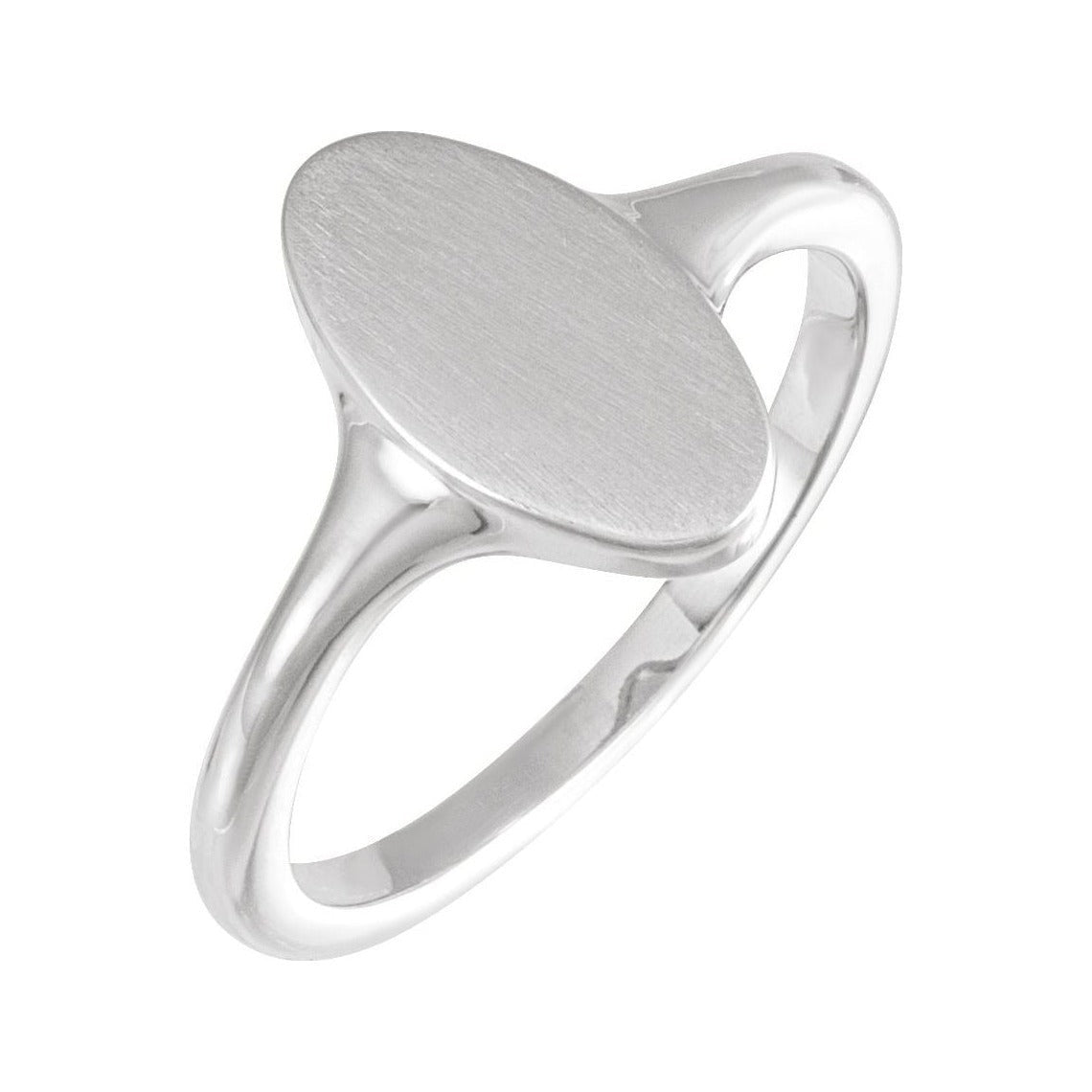 Engravable Oval Signet Ring in 14K white gold