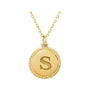Engravable Rope Disc Necklace in 14K yellow gold, alternate view