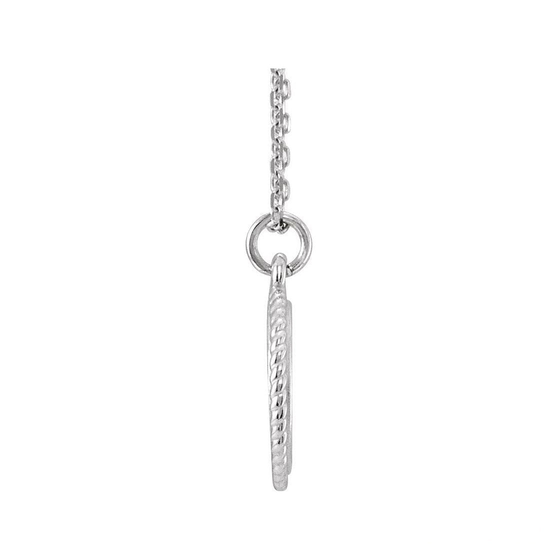 Engravable Rope Disc Necklace in 14K white gold, alternate view