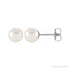 Sapphire Row Freshwater Pearl Stud Earrings in 14K white gold