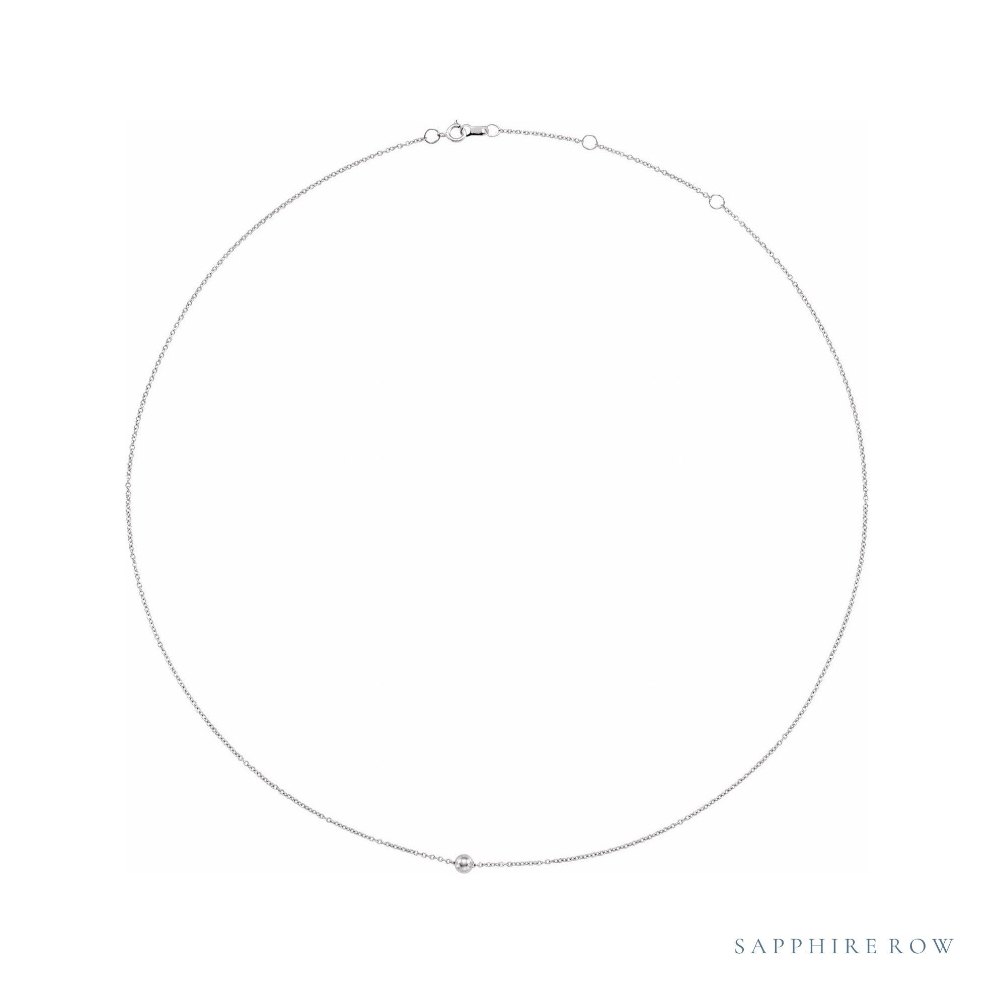 Sapphire Row Gold Ball Detail Necklace in White Gold
