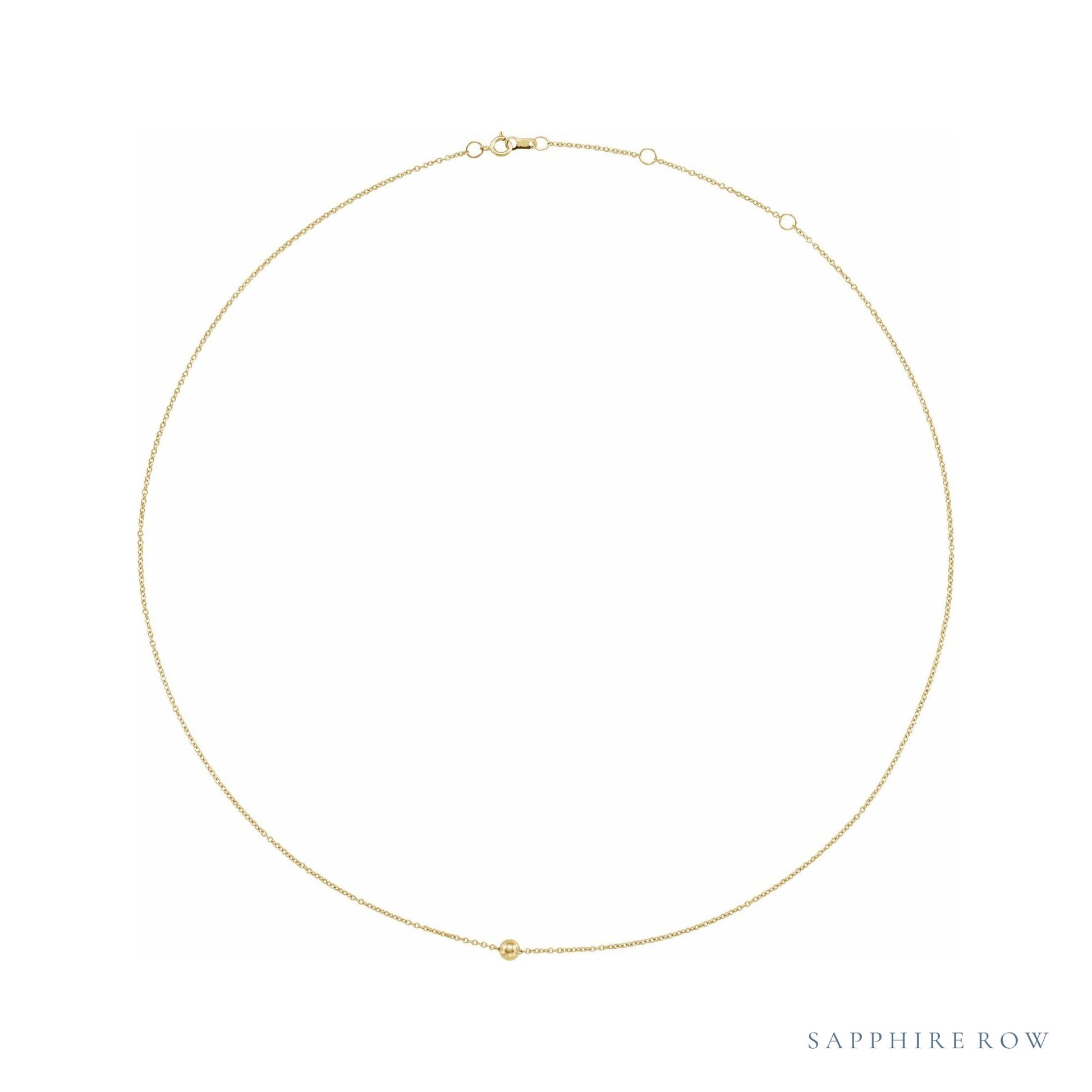 Sapphire Row Gold Ball Detail Necklace in Yellow Gold