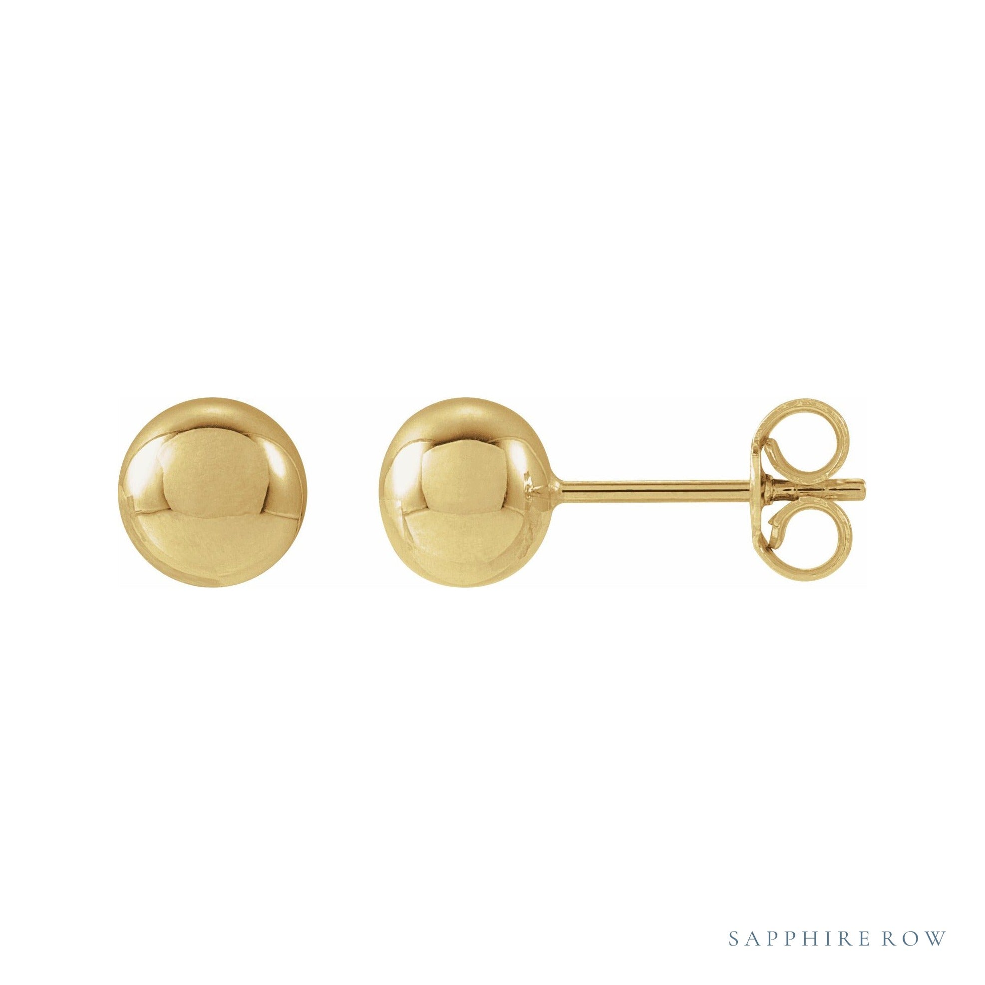 Sapphire Row Gold Ball Stud Earrings in 14K yellow gold