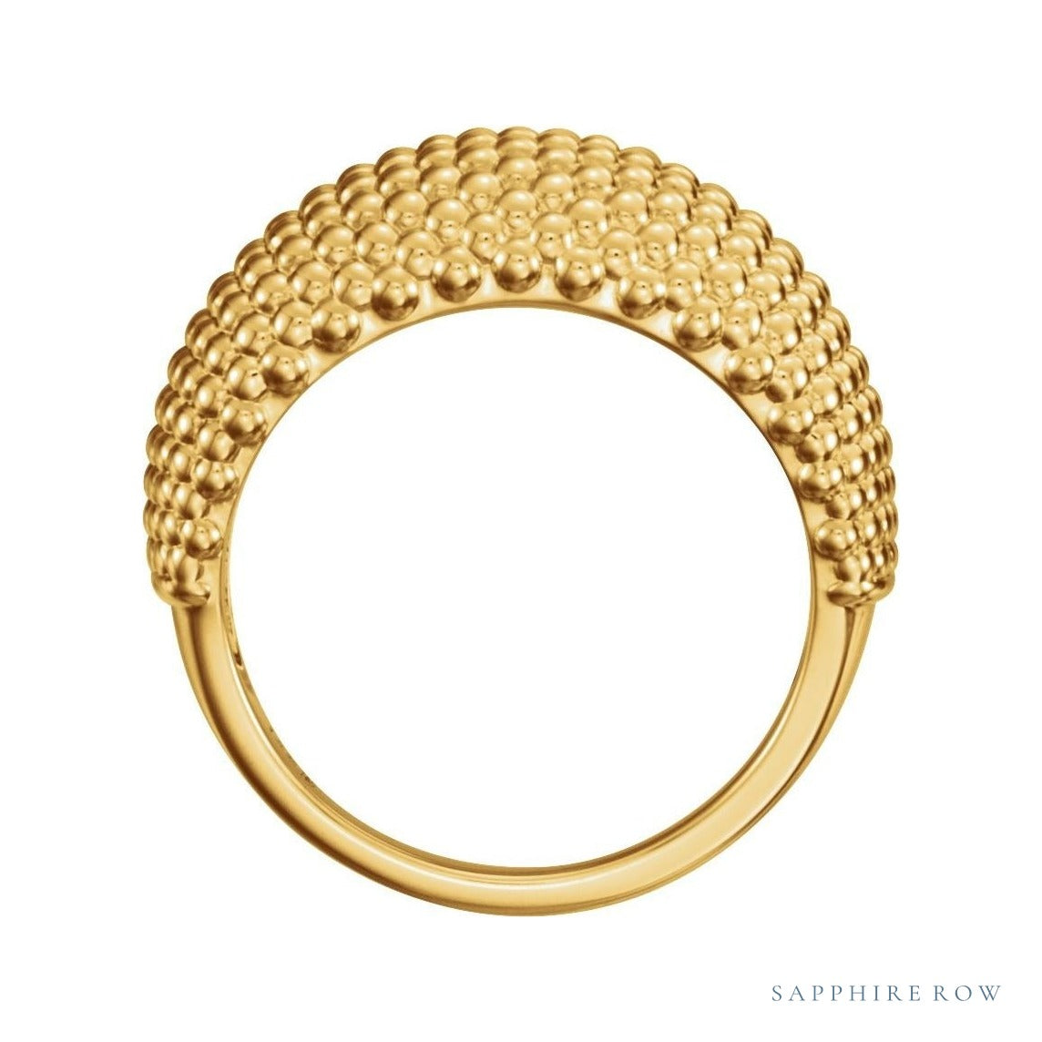 Gold Beaded Dome Ring in 14K yellow gold, alternate view