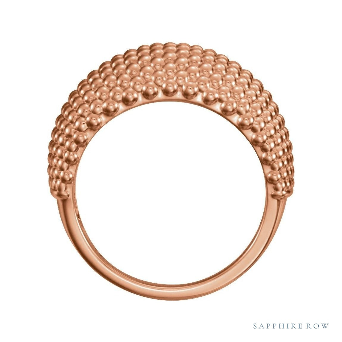 Gold Beaded Dome Ring in 14K rose gold, alternate view