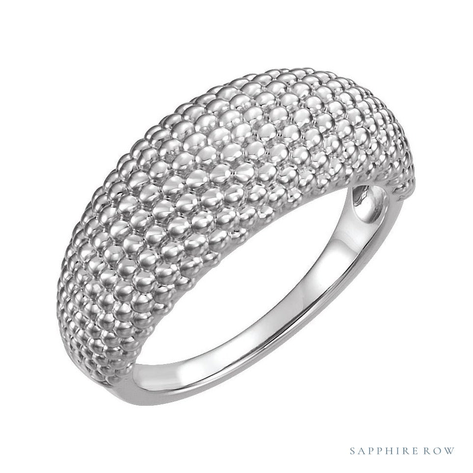 Gold Beaded Dome Ring in platinum
