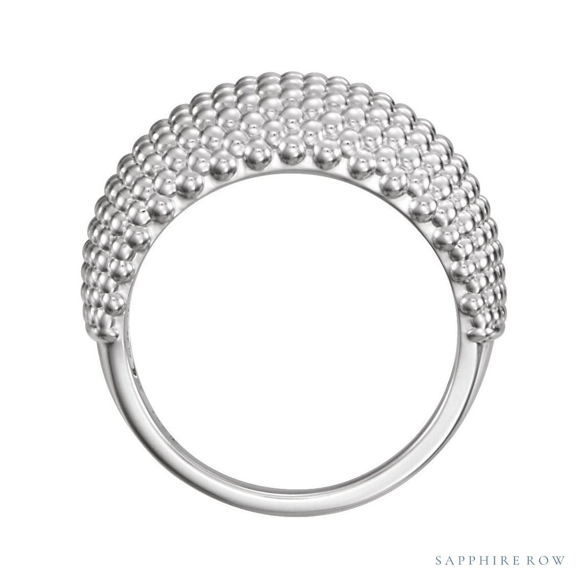 Gold Beaded Dome Ring in platinum, alternate view