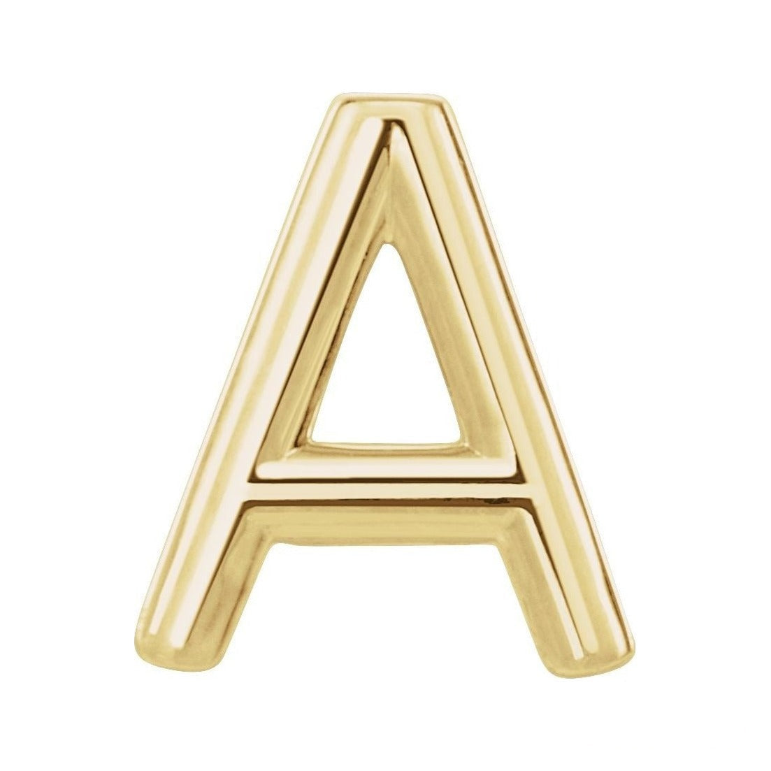 Gold Single Initial Stud Earring in 14K yellow gold