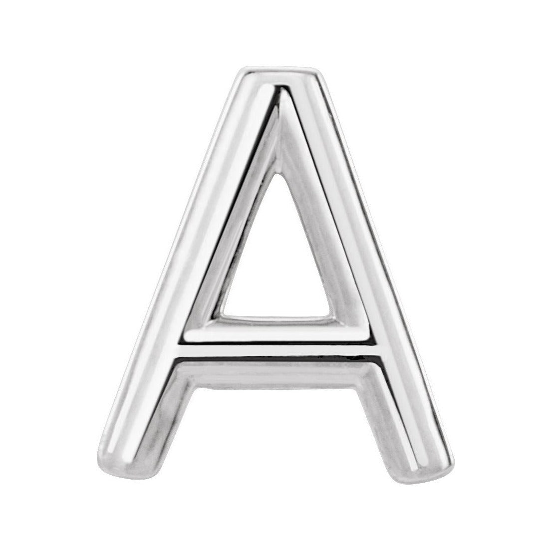 Gold Single Initial Stud Earring in 14K white gold