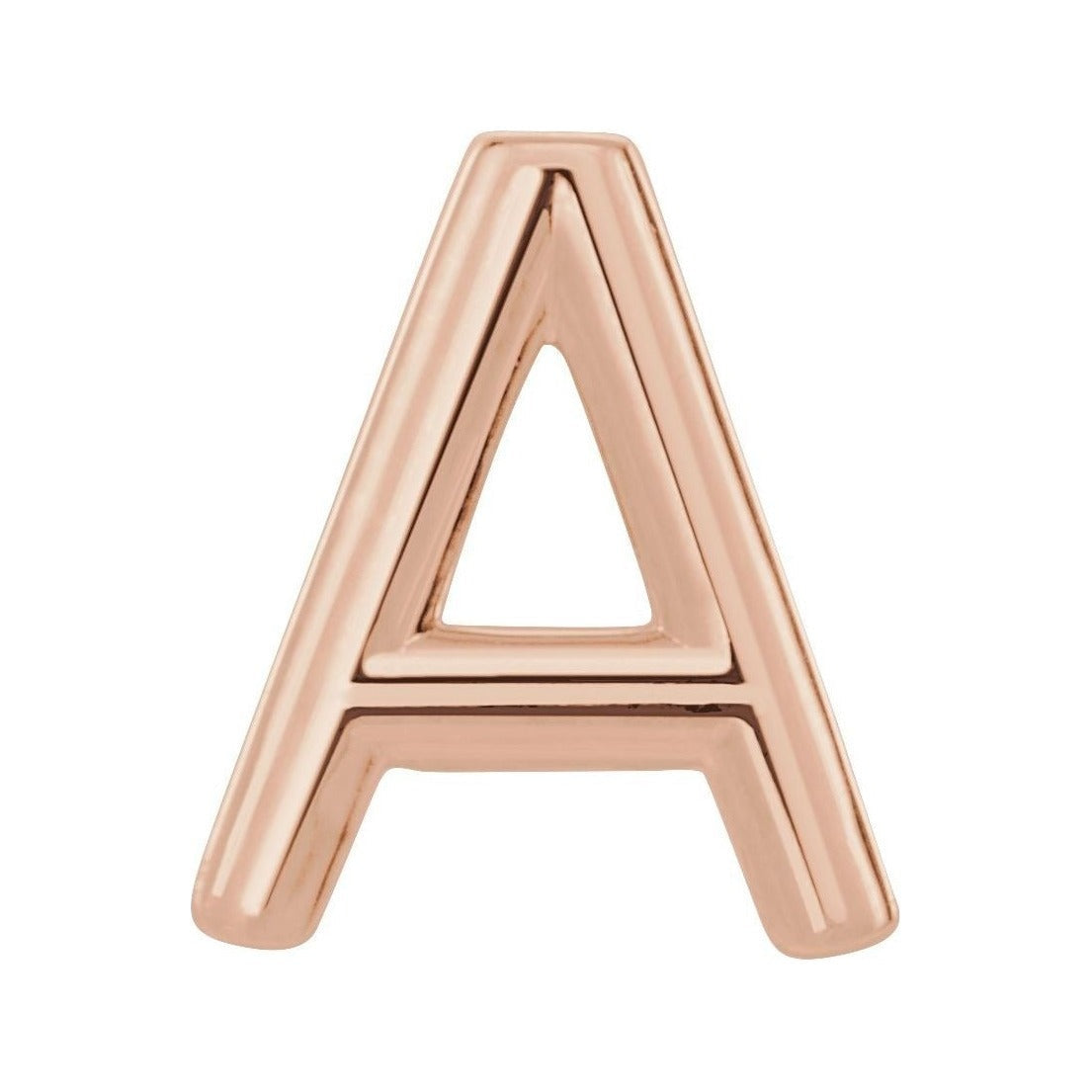Gold Single Initial Stud Earring in 14K rose gold