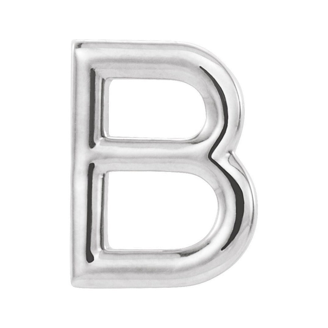 Gold Single Initial Stud Earring in 14K white gold