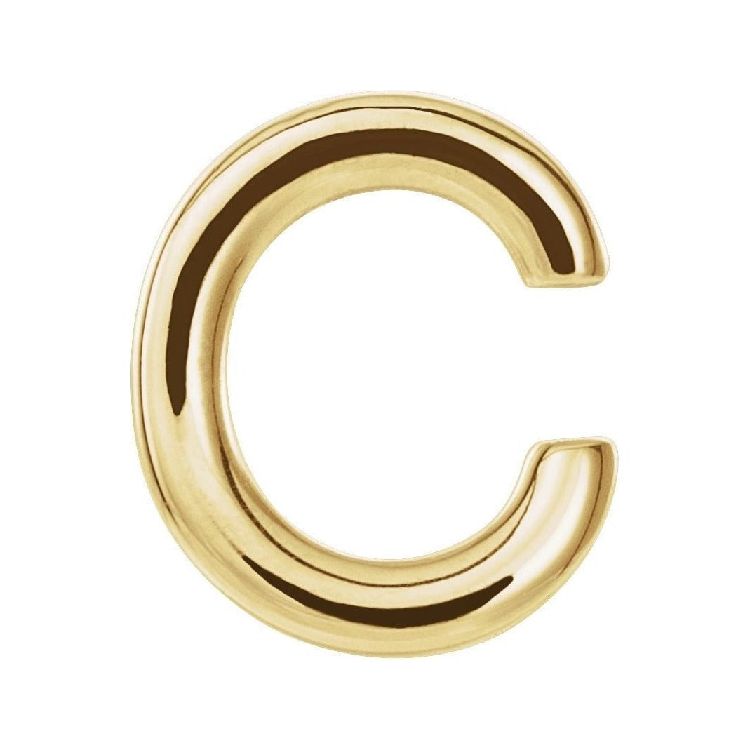 Gold Single Initial Stud Earring in 14K yellow gold