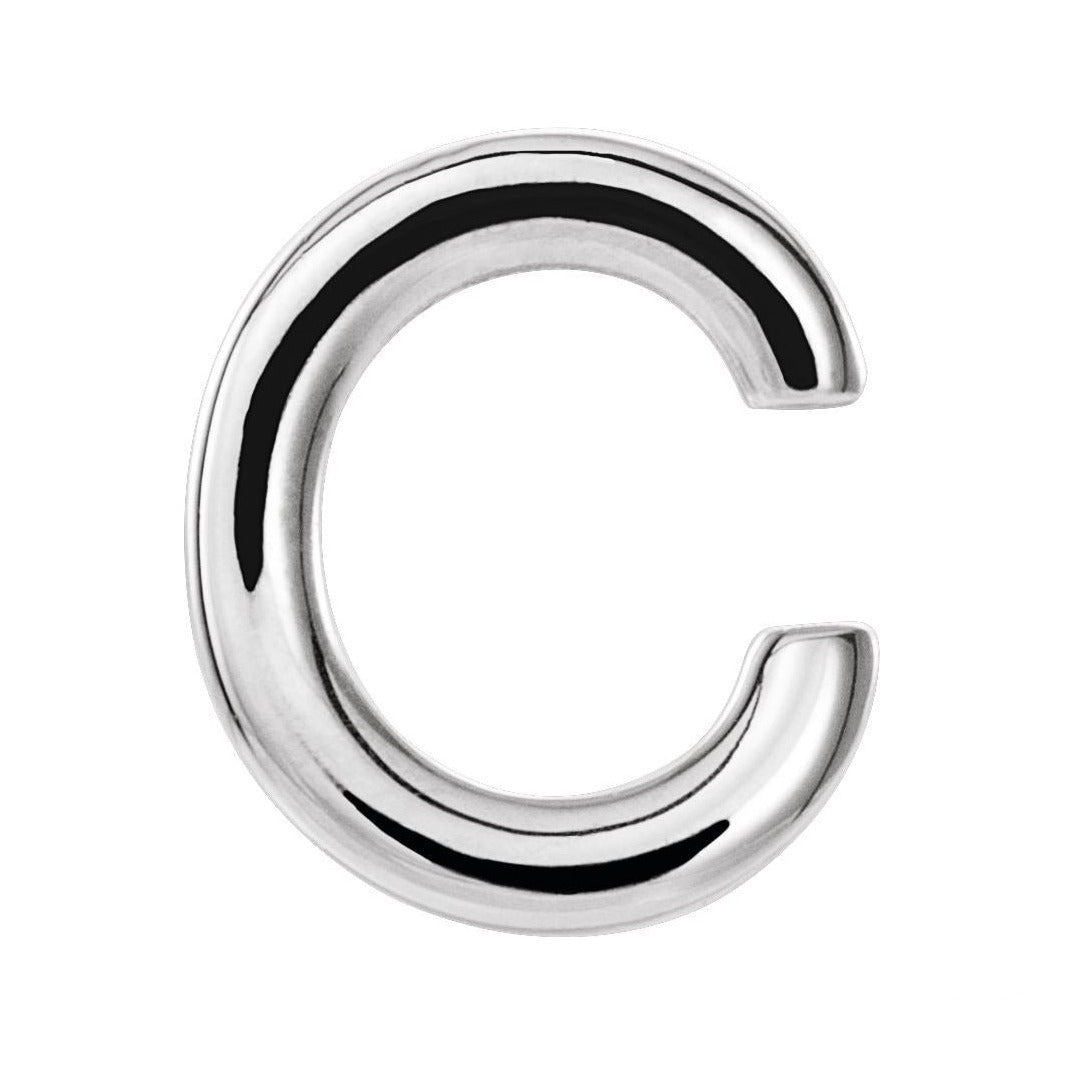 Gold Single Initial Stud Earring in 14K white gold