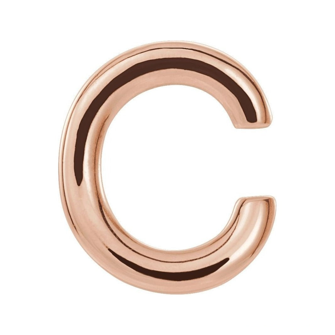 Gold Single Initial Stud Earring in 14K rose gold