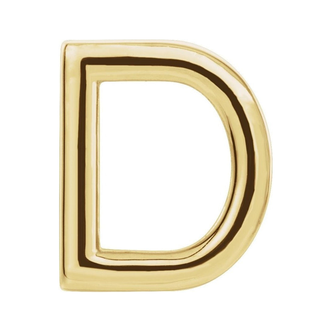 Gold Single Initial Stud Earring in 14K yellow gold