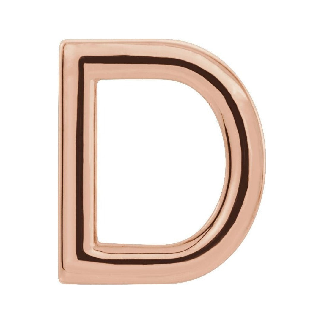 Gold Single Initial Stud Earring in 14K rose gold