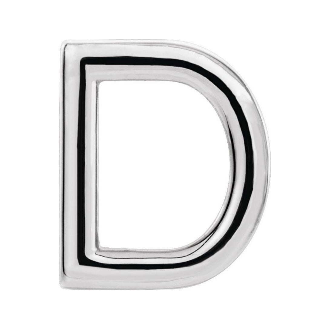 Gold Single Initial Stud Earring in platinum