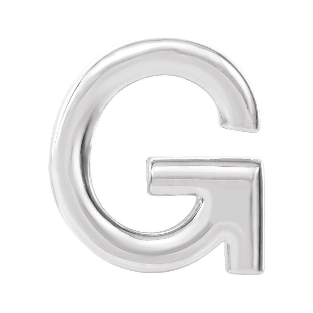 Gold Single Initial Stud Earring in platinum