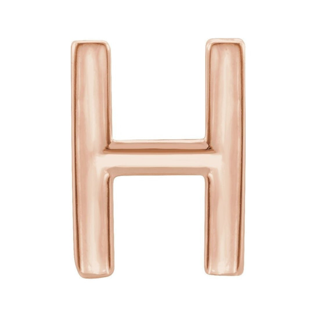 Gold Single Initial Stud Earring in 14K rose gold