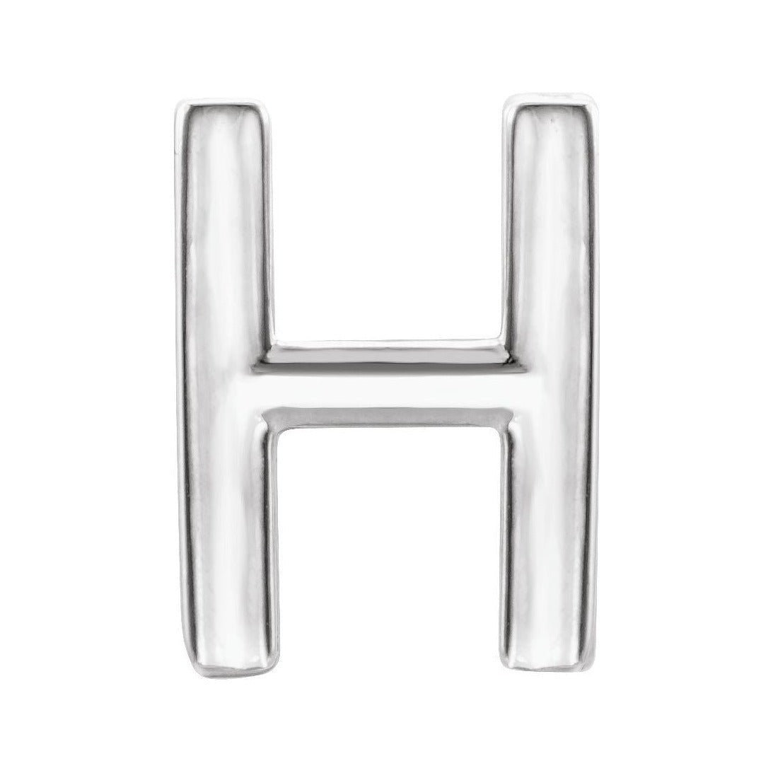 Gold Single Initial Stud Earring in platinum