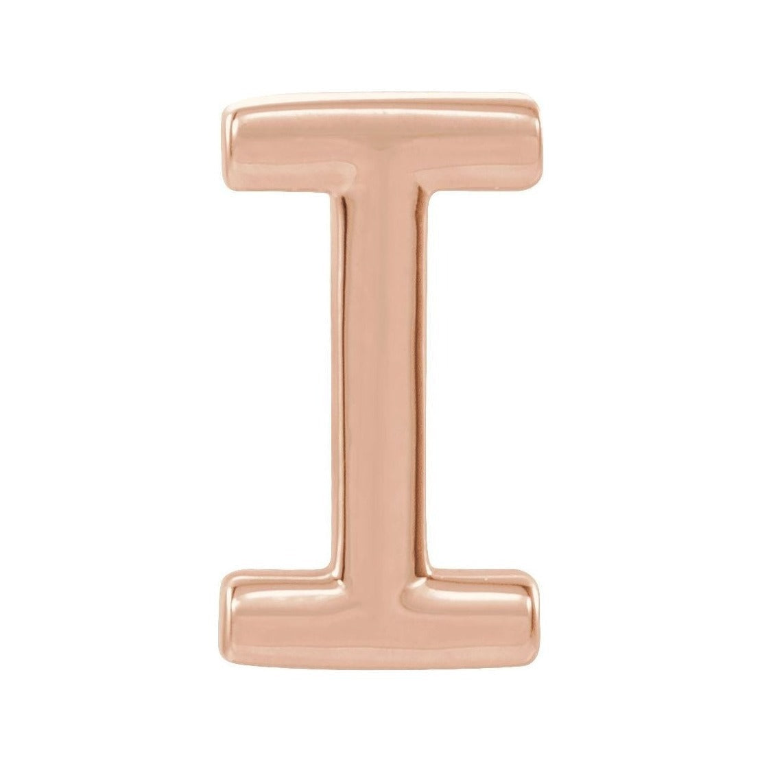 Gold Single Initial Stud Earring in 14K rose gold