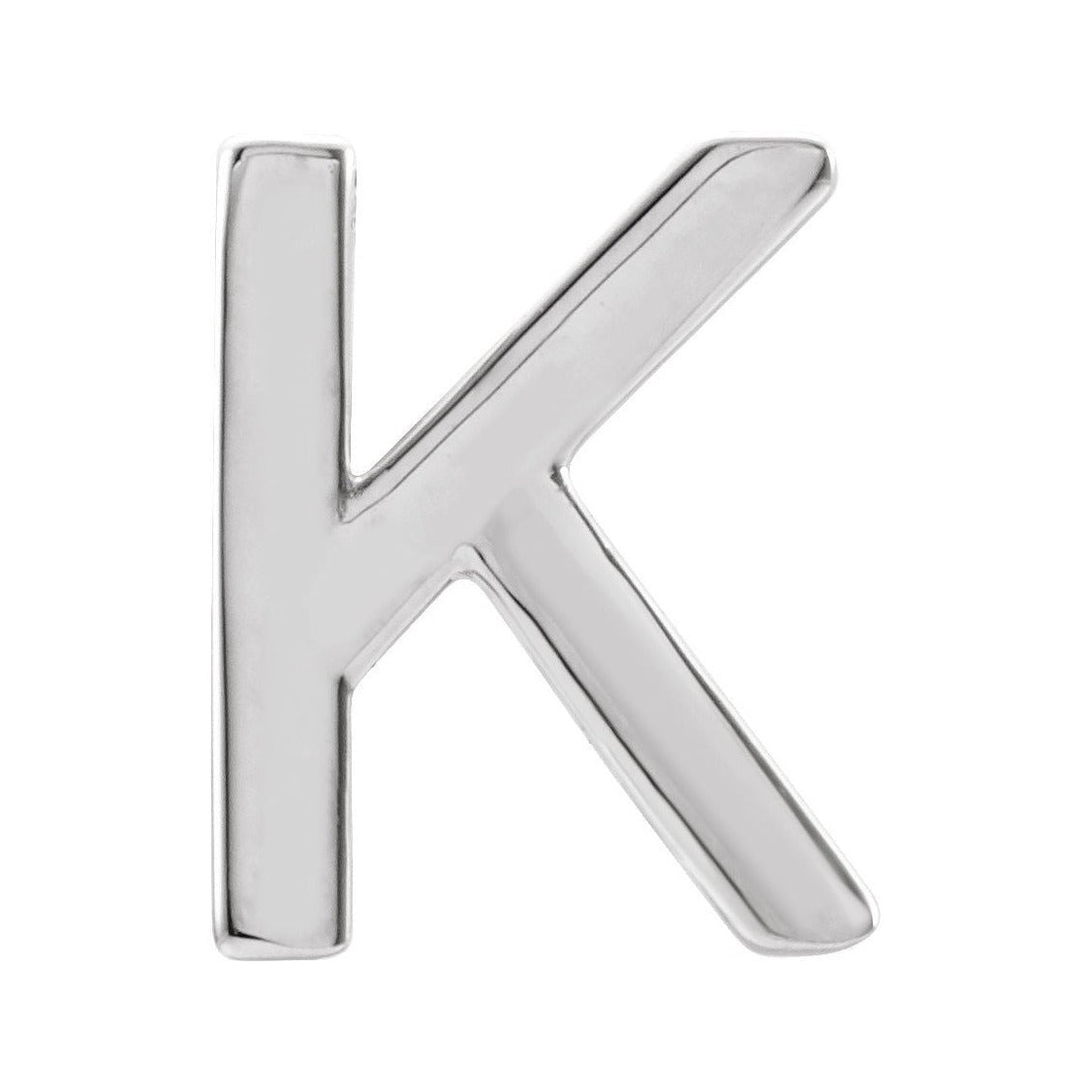 Gold Single Initial Stud Earring in 14K white gold