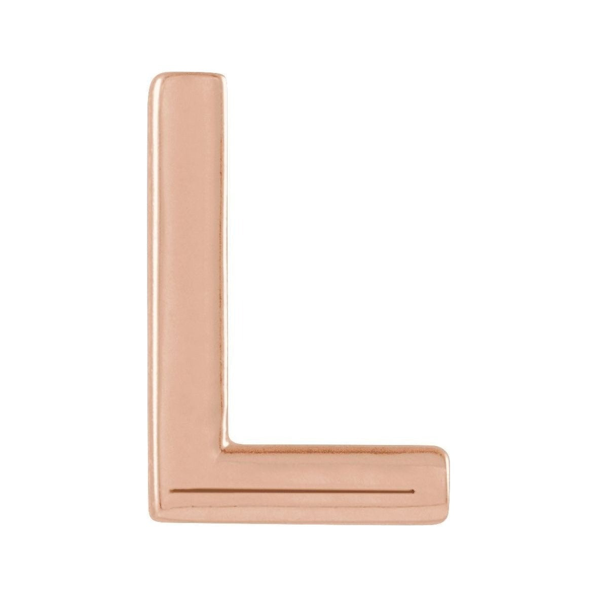 Gold Single Initial Stud Earring in 14K rose gold