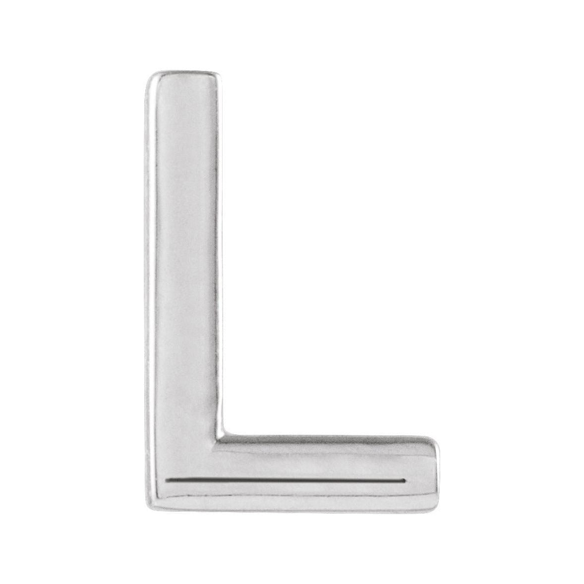 Gold Single Initial Stud Earring in platinum