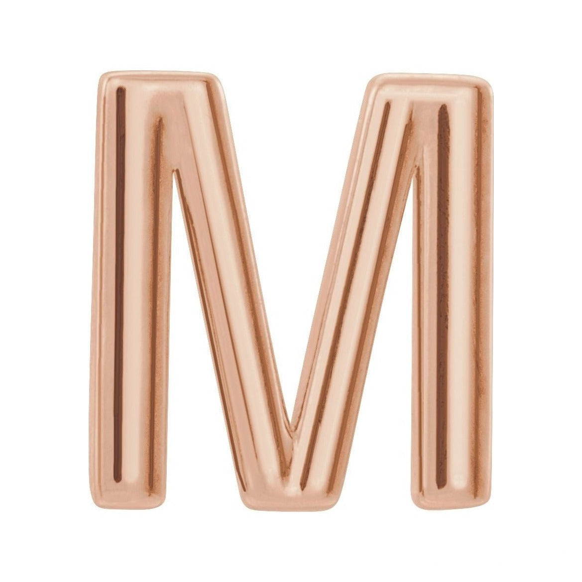 Gold Single Initial Stud Earring in 14K rose gold