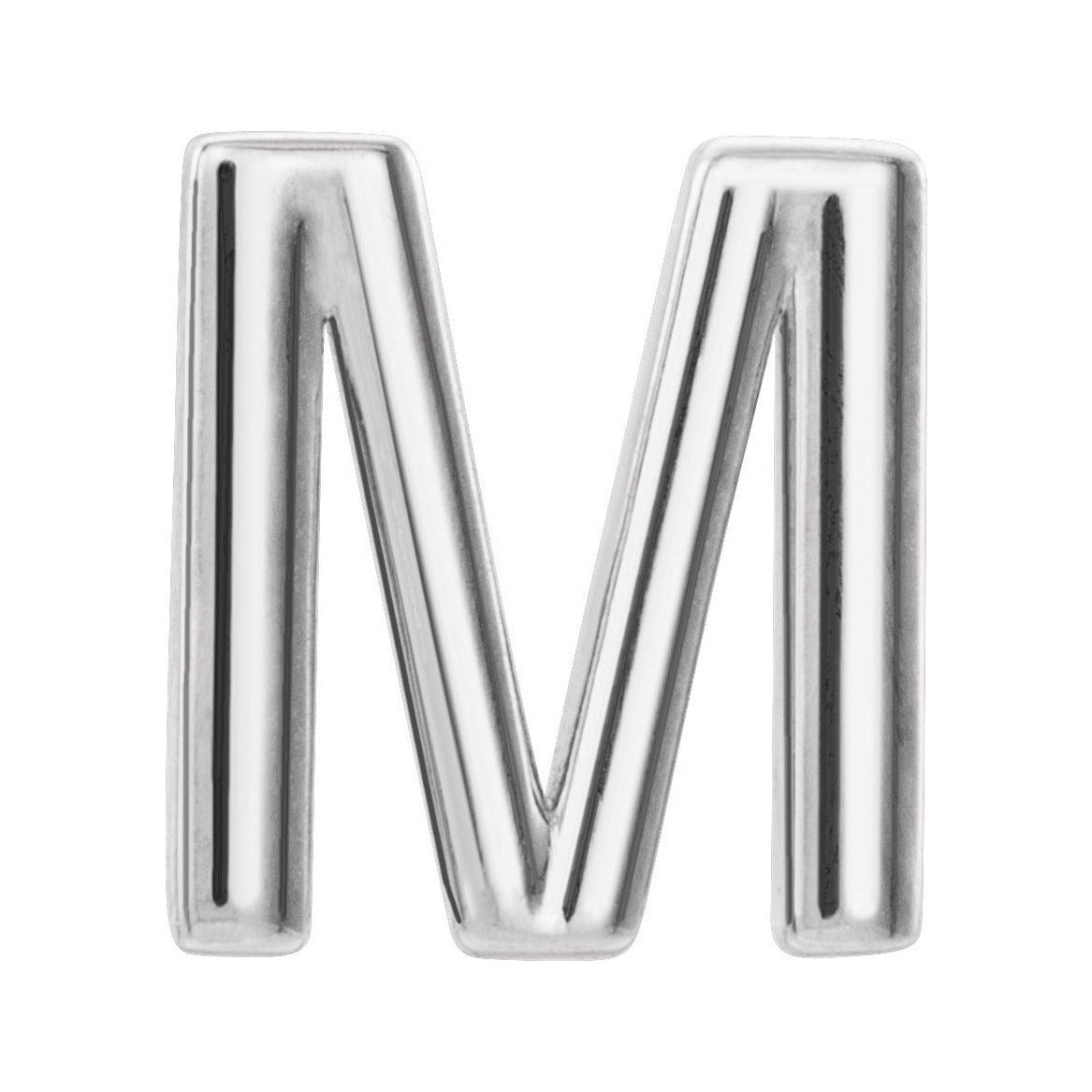 Gold Single Initial Stud Earring in platinum