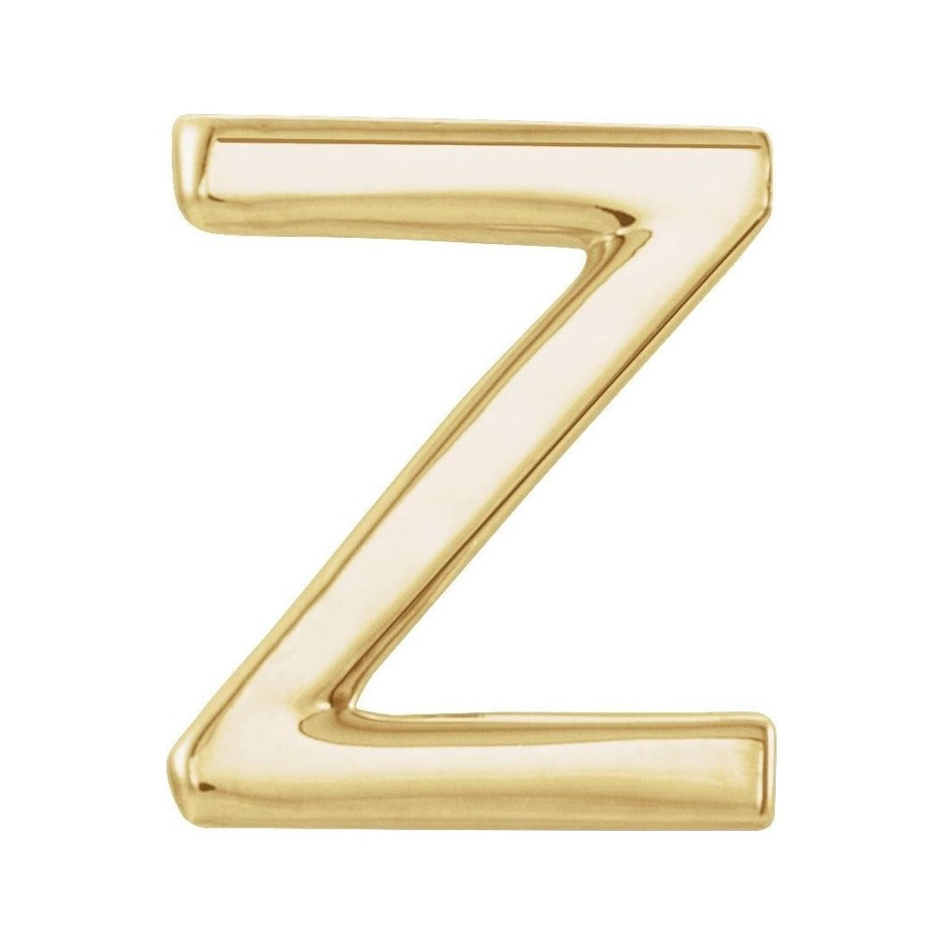 Gold Single Initial Stud Earring in 14K yellow gold