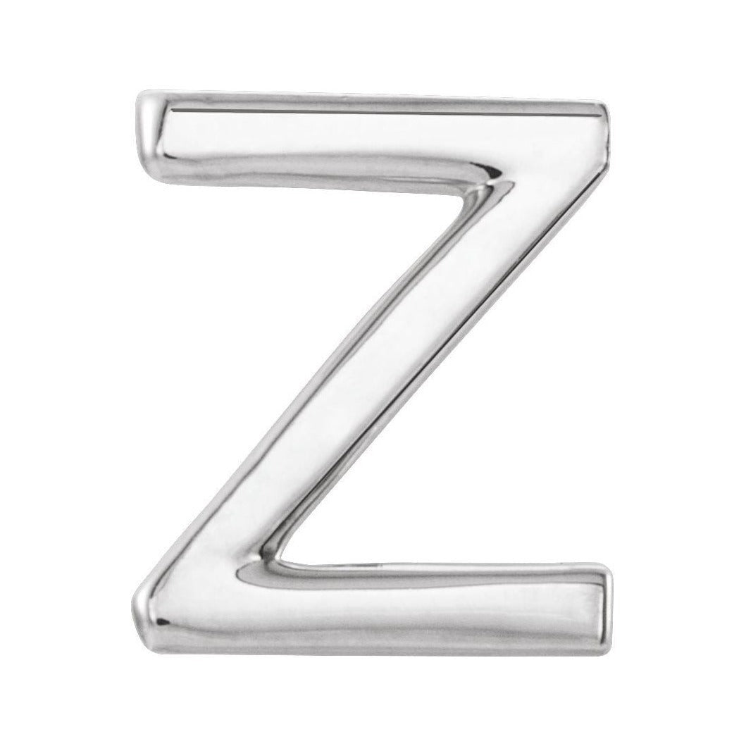 Gold Single Initial Stud Earring in 14K white gold