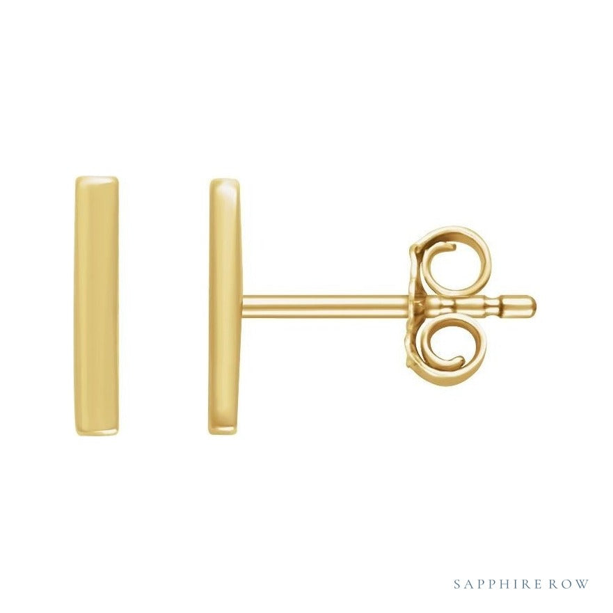 Gold Vertical Bar Earrings in 14K yellow gold