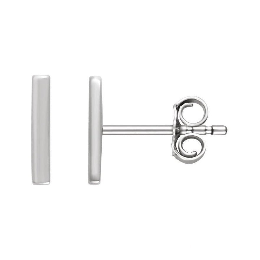 Gold Vertical Bar Earrings in 14K white gold