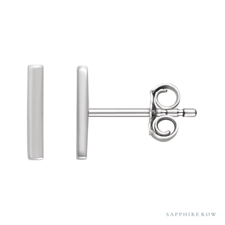 Gold Vertical Bar Earrings in 14K white gold