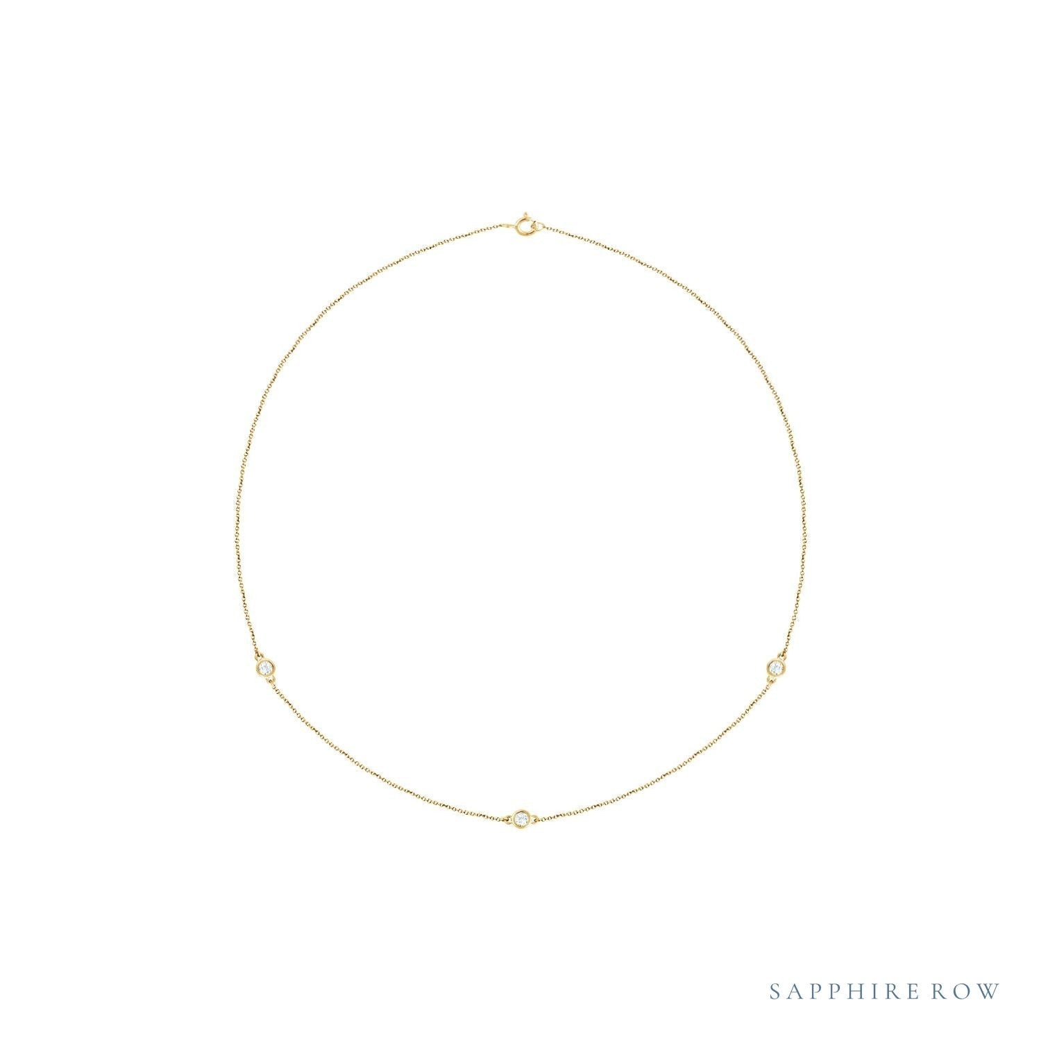 Sapphire Row Lab-Grown Diamond 3-Station Necklace - 1/3 ctw in Yellow Gold