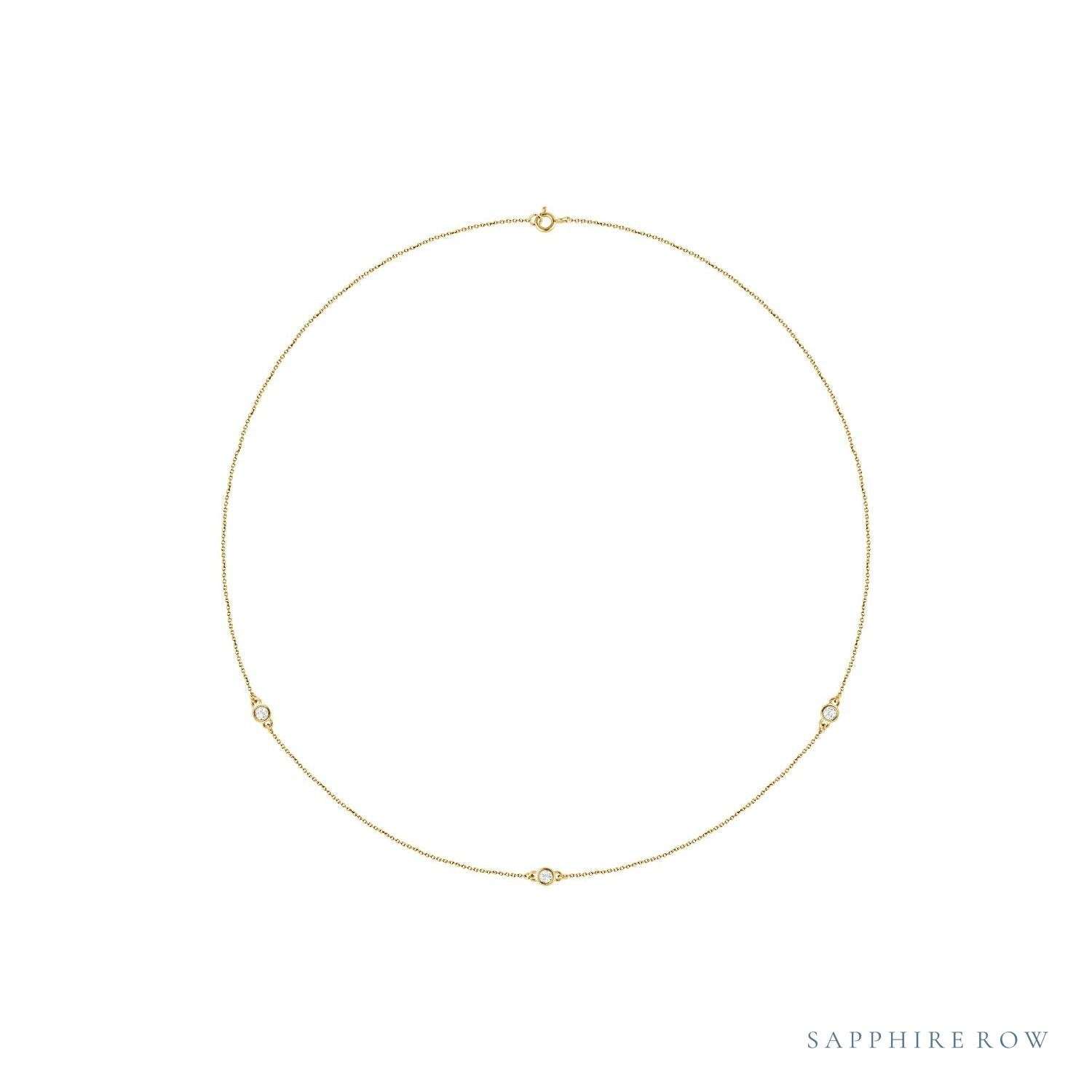 Sapphire Row Lab-Grown Diamond 3-Station Necklace - 1/4 ctw in Yellow Gold