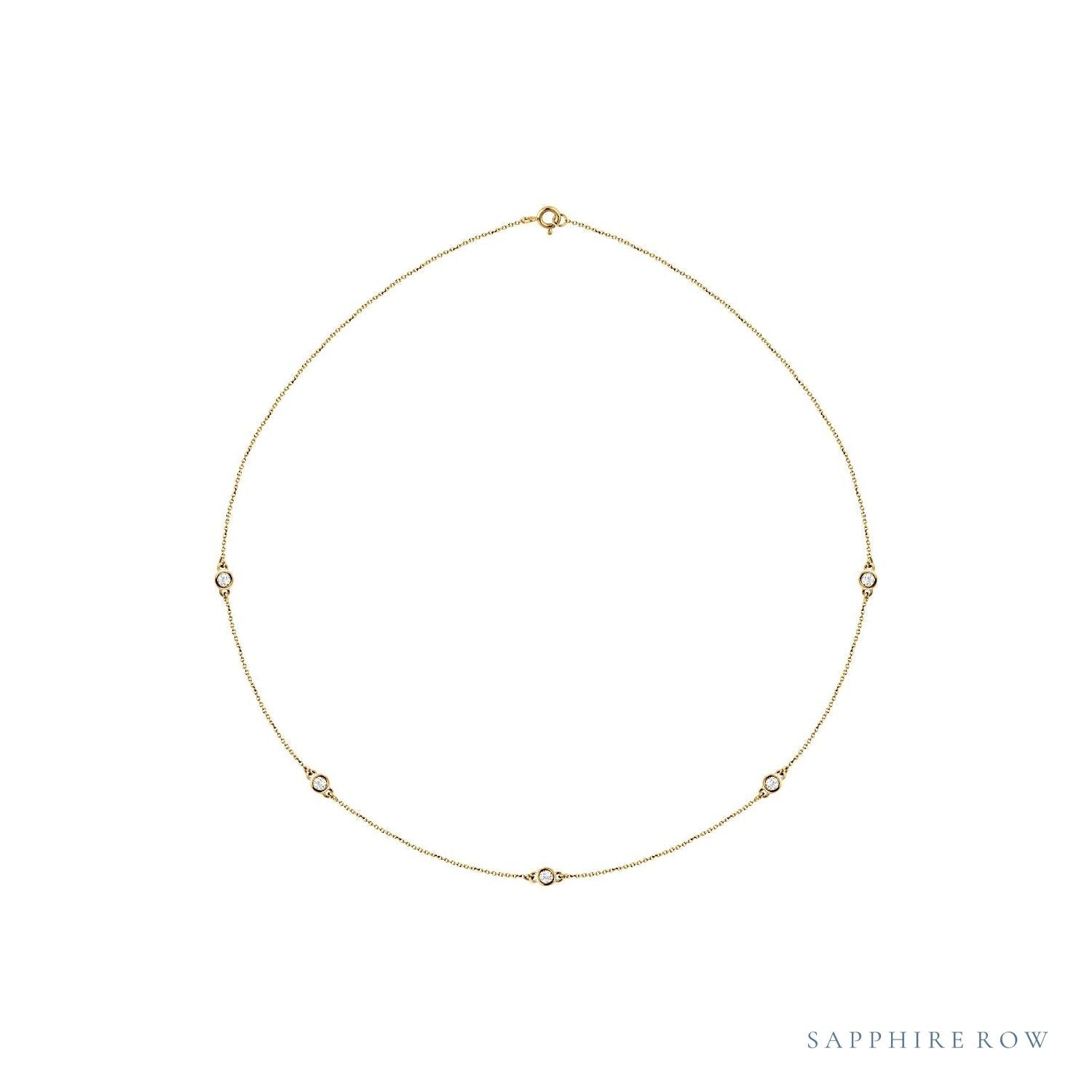 Sapphire Row Lab-Grown Diamond 5-Station Necklace - 1/2 ctw in Yellow Gold