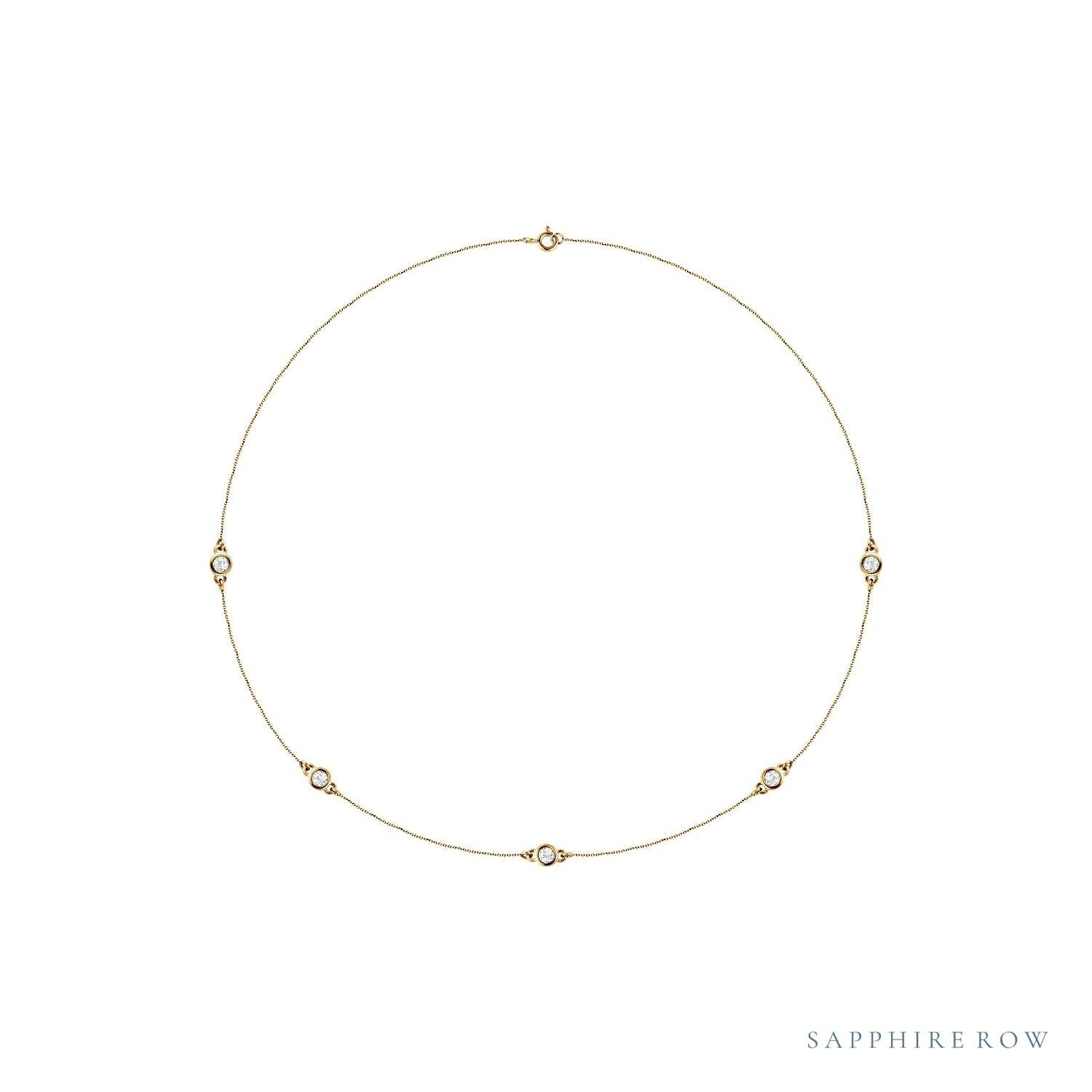 Sapphire Row Lab-Grown Diamond 5-Station Necklace - 3/4 ctw in Yellow Gold