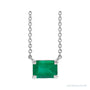 Sapphire Row Lab-Grown Emerald-Cut Emerald Necklace in White Gold