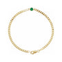 Lab-Grown Bezel-Set Gemstone Curb Bracelet in Emerald, Yellow Gold