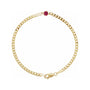 Lab-Grown Bezel-Set Gemstone Curb Bracelet in Ruby, Yellow Gold