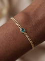 Lab-Grown Bezel-Set Gemstone Curb Bracelet, shown close on the wrist