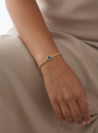 Lab-Grown Bezel-Set Gemstone Curb Bracelet, worn on the wrist