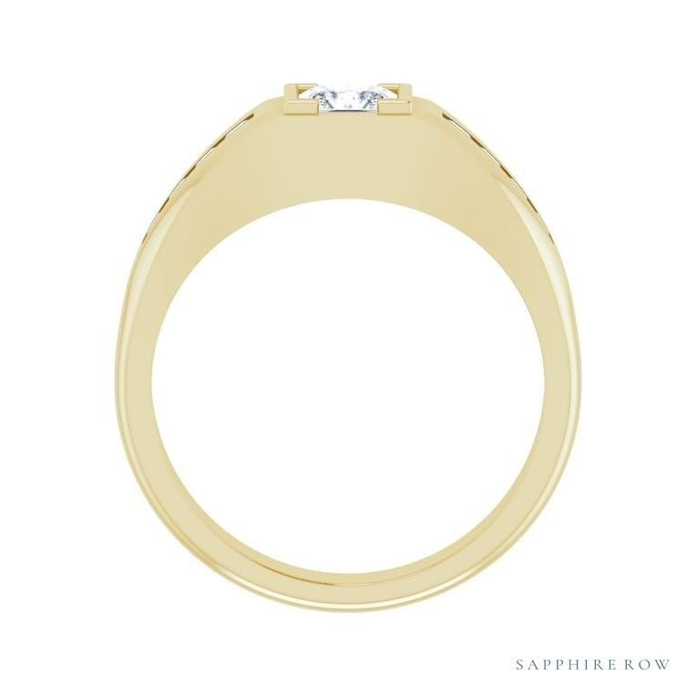 Lab-Grown Diamond Emerald-Cut Half-Bezel East-West Band in 14K yellow gold, alternate view