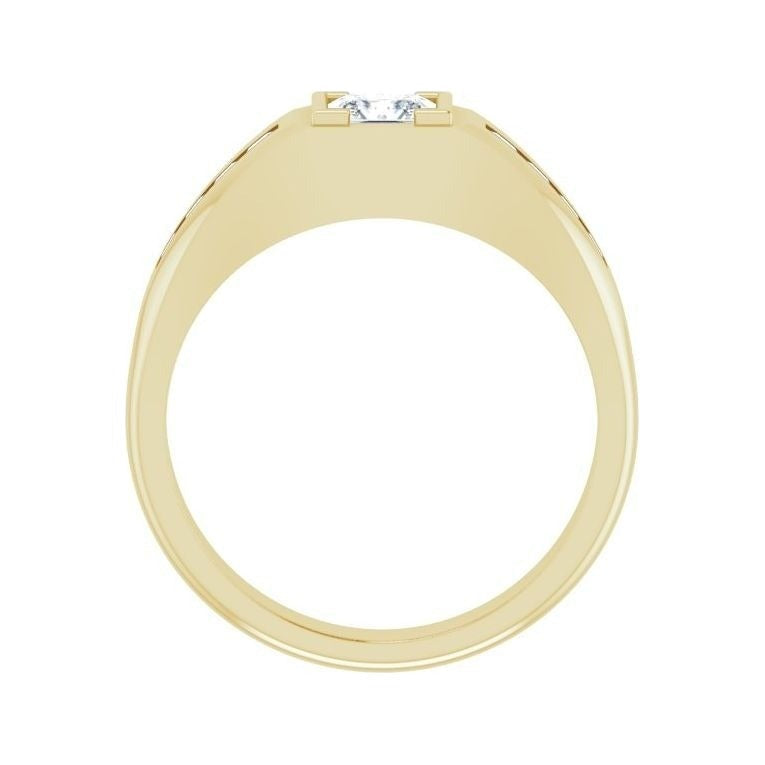 Lab-Grown Diamond Emerald-Cut Half-Bezel East-West Band in 14K yellow gold, alternate view