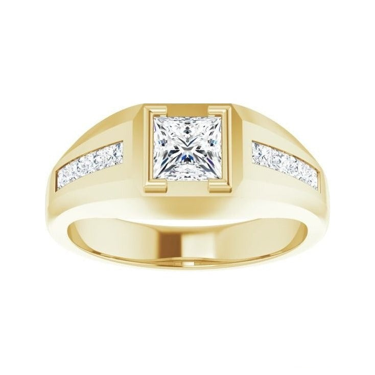 Lab-Grown Diamond Emerald-Cut Half-Bezel East-West Band in 14K yellow gold, alternate view