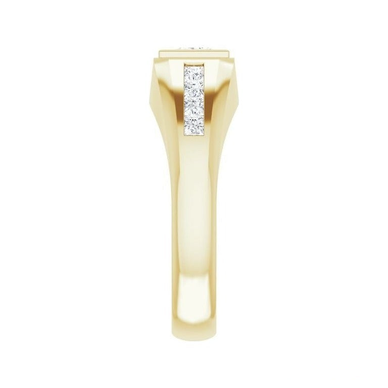 Lab-Grown Diamond Emerald-Cut Half-Bezel East-West Band in 14K yellow gold, alternate view