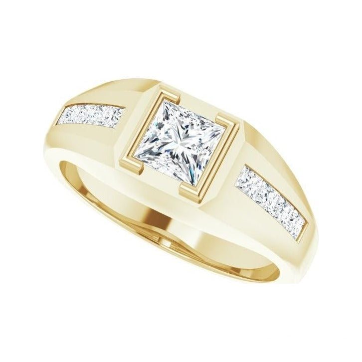 Lab-Grown Diamond Emerald-Cut Half-Bezel East-West Band in 14K yellow gold, alternate view